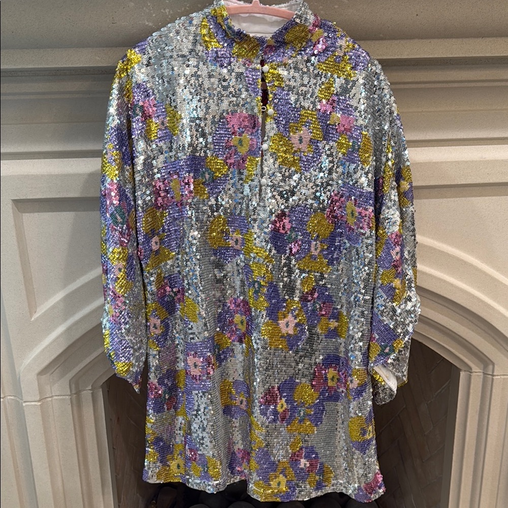 Sequin Floral Tunic Top